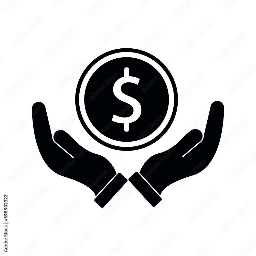 save money icon, salary money, invest finance, hand holding dollar. symbols on white background. vector illustration on white background save money icon, salary money, invest finance, hand holding dollar. symbols on white background. vector illustration on white background