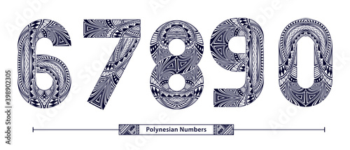 Numbers Polynesian style in a set 67890