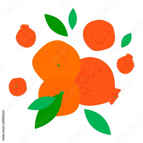 illustration with Jeju Island Orange Hallabong. Modern abstract design for packaging, paper, cover, fabric, interior decor and clothes