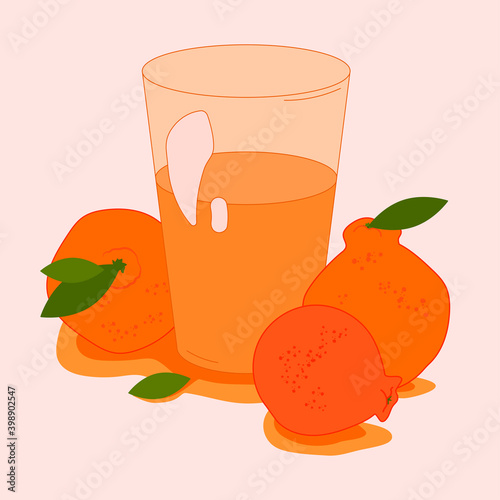 illustration with Jeju Island Orange Hallabong juice. Modern abstract design for packaging, paper, cover, fabric, interior decor and menu