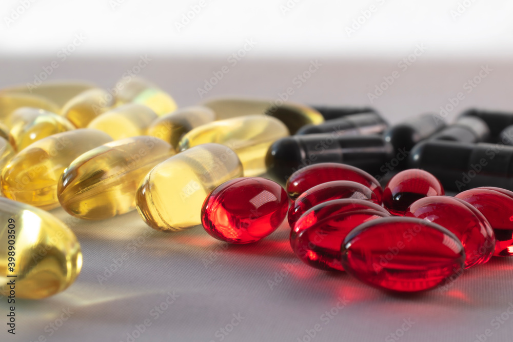 Stack of pills and medicine of various sizes and colors Stack of pills and medicine of various sizes and colors