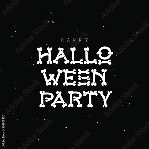 Happy Halloween lettering. Bone font. Lettering. Bone letters. Vector illustration on a black background.
