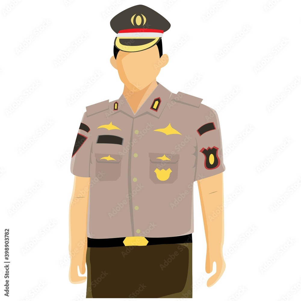 Illustration vector design of indonesian policeman Illustration vector design of indonesian policeman