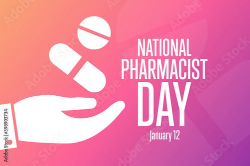 National Pharmacist Day. January 12. Holiday concept. Template for background, banner, card, poster with text inscription. Vector EPS10 illustration.