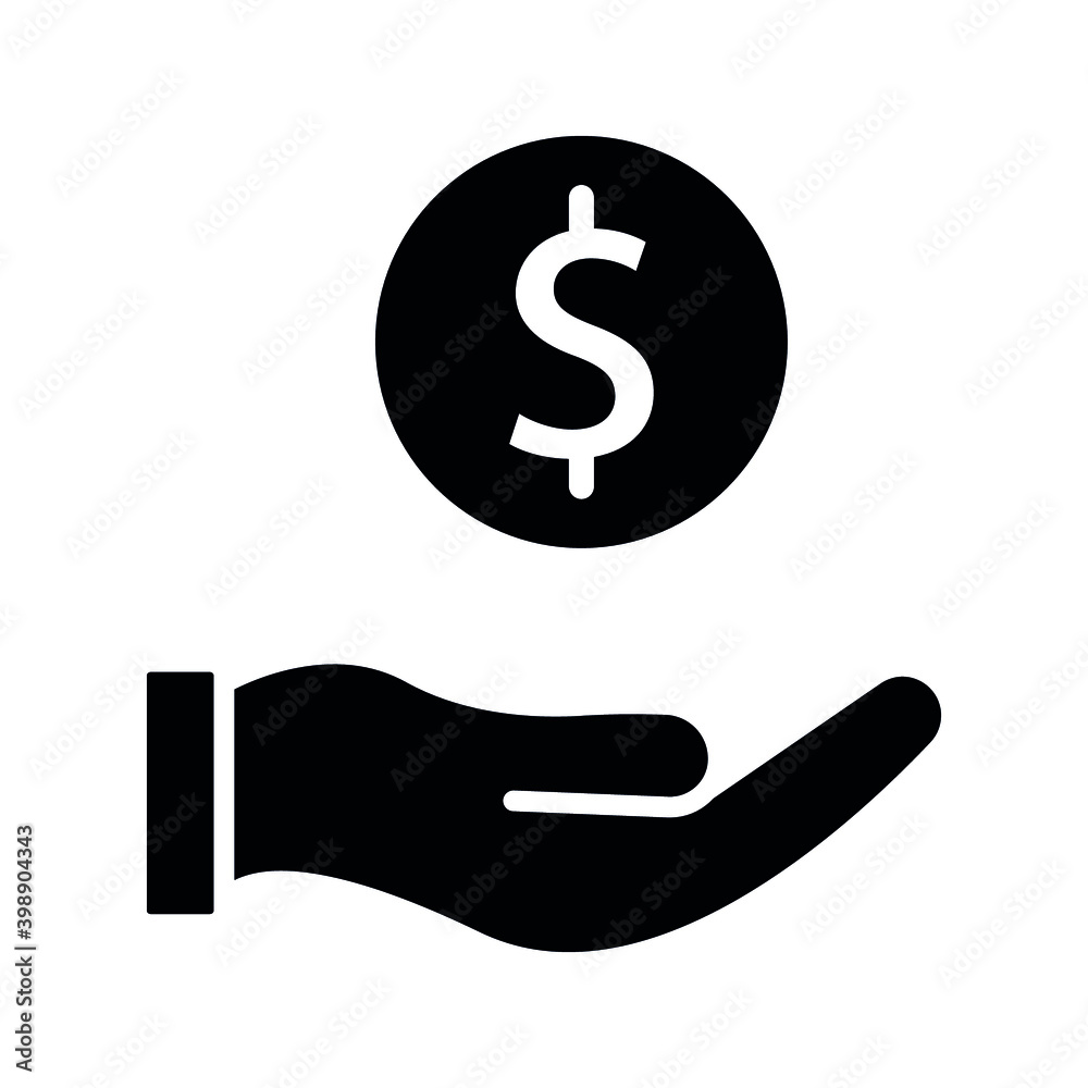 save money icon, salary money, invest finance, hand holding dollar. symbols on white background. vector illustration on white background save money icon, salary money, invest finance, hand holding dollar. symbols on white background. vector illustration on white background