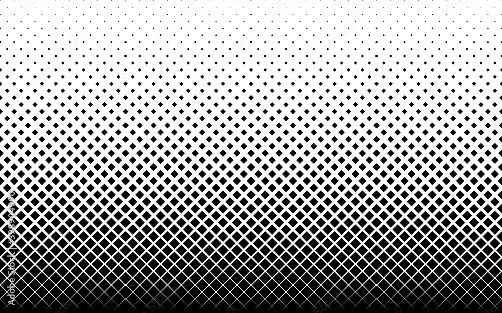 Geometric pattern based on squares on a white background. Seamless in one direction.