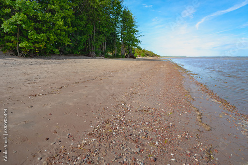 beach and sea. Landscape of paradise, Island Saaremaa. Beach, sunrise shot. Beautiful summer day.