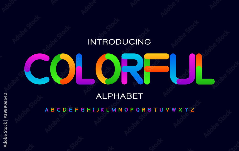 Colorful alphabet fonts. Typography for a happy theme, poster, banner, etc. Vector element or template A to Z