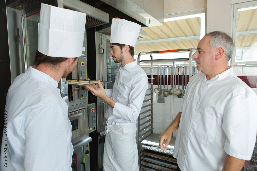 team of chefs working in a commercial kitchen team of chefs working in a commercial kitchen
