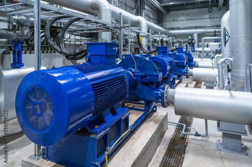 Water pumps in a large power plant photo