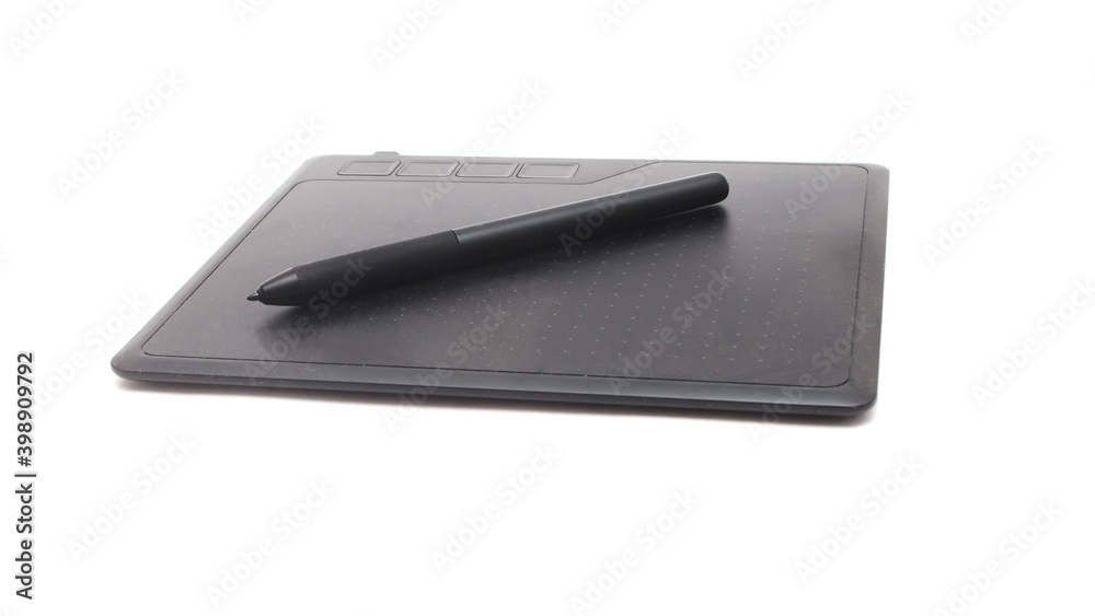 Graphical tablet with pen isolated on white background Graphical tablet with pen isolated on white background
