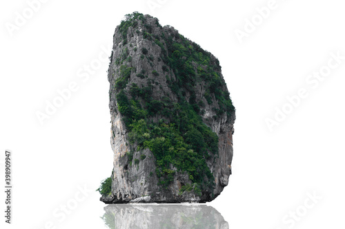 Mountain island on isolated white background