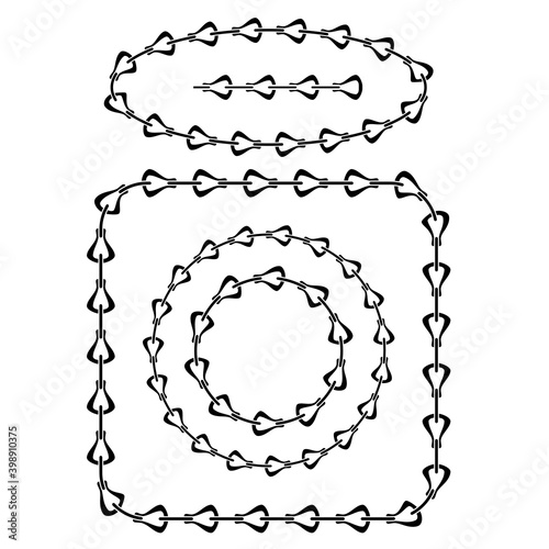 Set of Different Chain Frames Isolated on White Background.