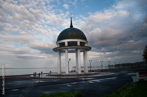 embankment lake Onezhskoe Petrozavodsk building architecture gazebo decoration design Wallpaper background September 2014 photo