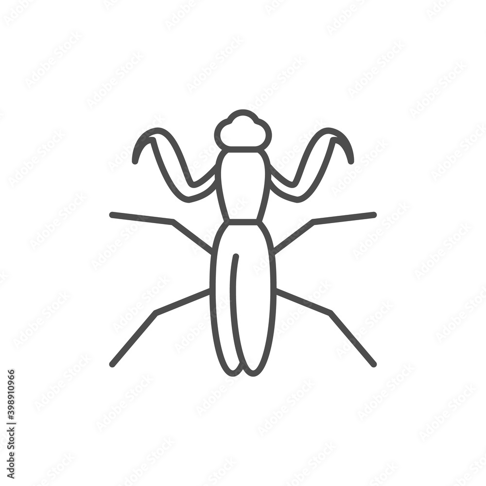 Mantis line outline icon or insect concept Mantis line outline icon or insect concept