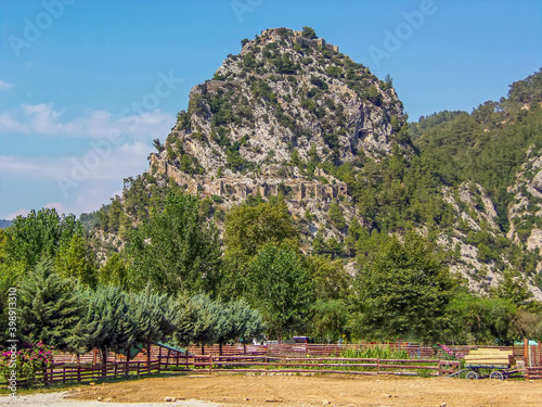 A view towards the Alara Castle in the Antalya Province, Turkey in the summertime photo