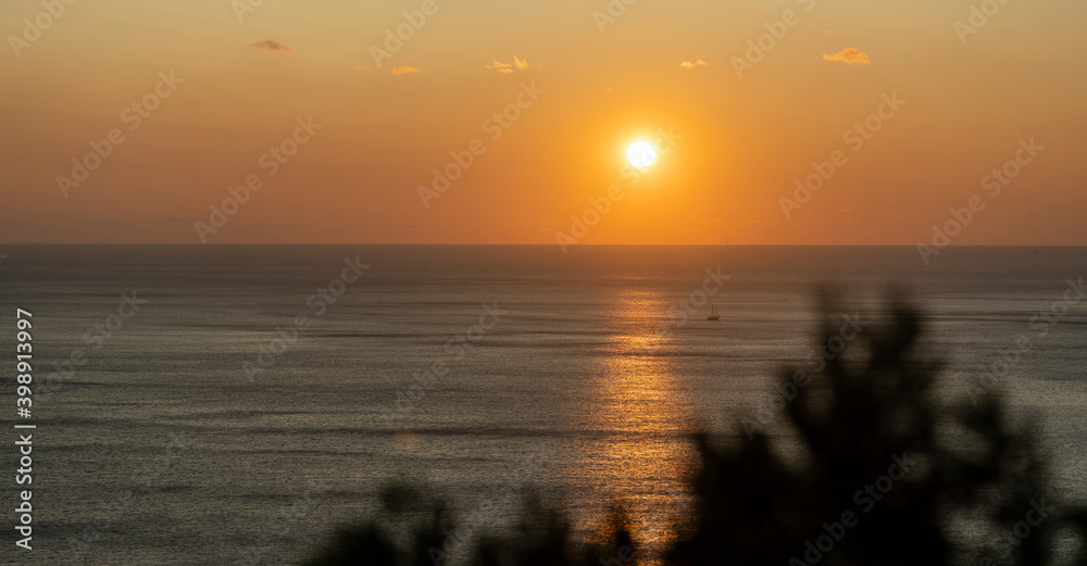 autumn sunset at sea