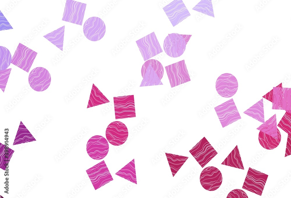 Light Pink, Blue vector template with crystals, circles, squares. Light Pink, Blue vector template with crystals, circles, squares.