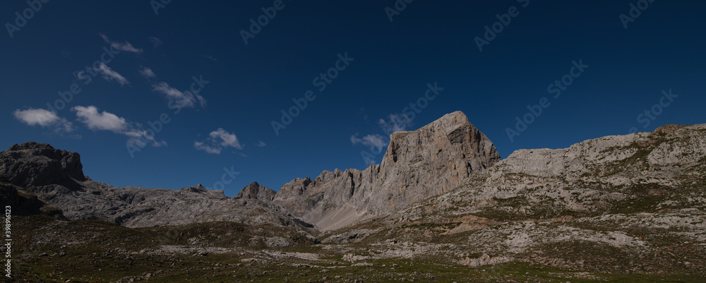 panorama of gray mountain peaks