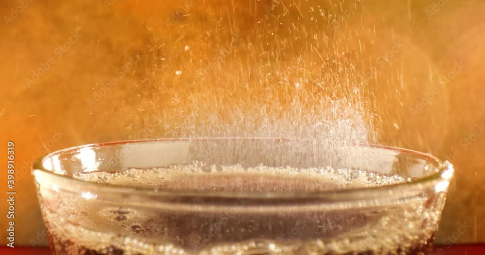 Cola with splashing bubbles slow motion. Cola with splashing bubbles slow motion.