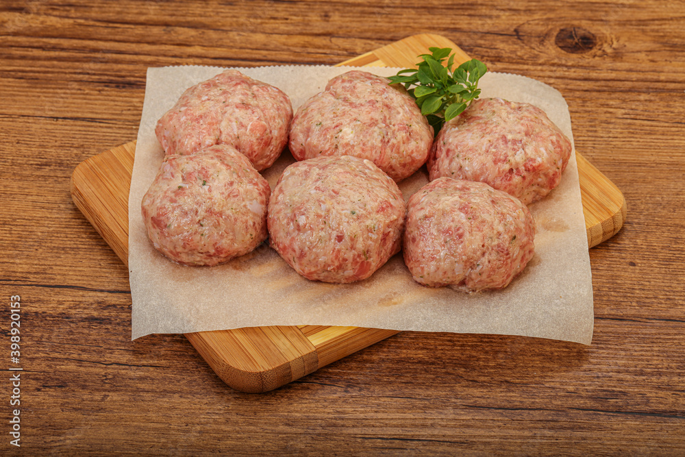 Raw turkey meatball for cooking Raw turkey meatball for cooking