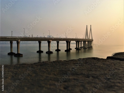 pier in the sunset  Mumbai sea link