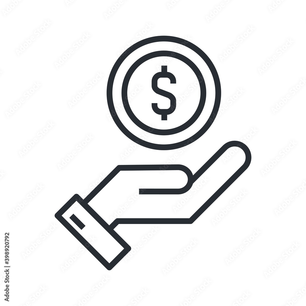 Pictograph of money in hand. Affordable, budget-friendly sign. Vector icon. Pictograph of money in hand. Affordable, budget-friendly sign. Vector icon.
