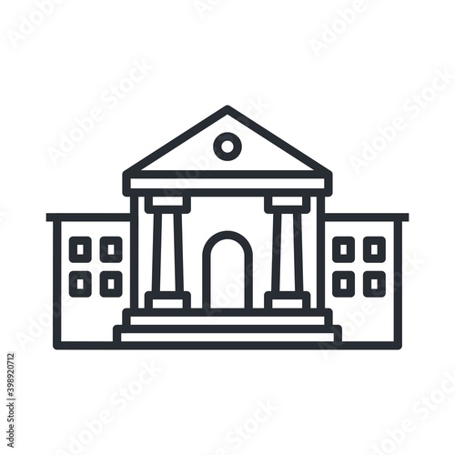 School building icon in line design style. Vector illustration.