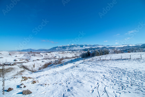 Fototapeta Naklejka Na Ścianę i Meble -  Amazing countryside landscape in winter time in the mountain