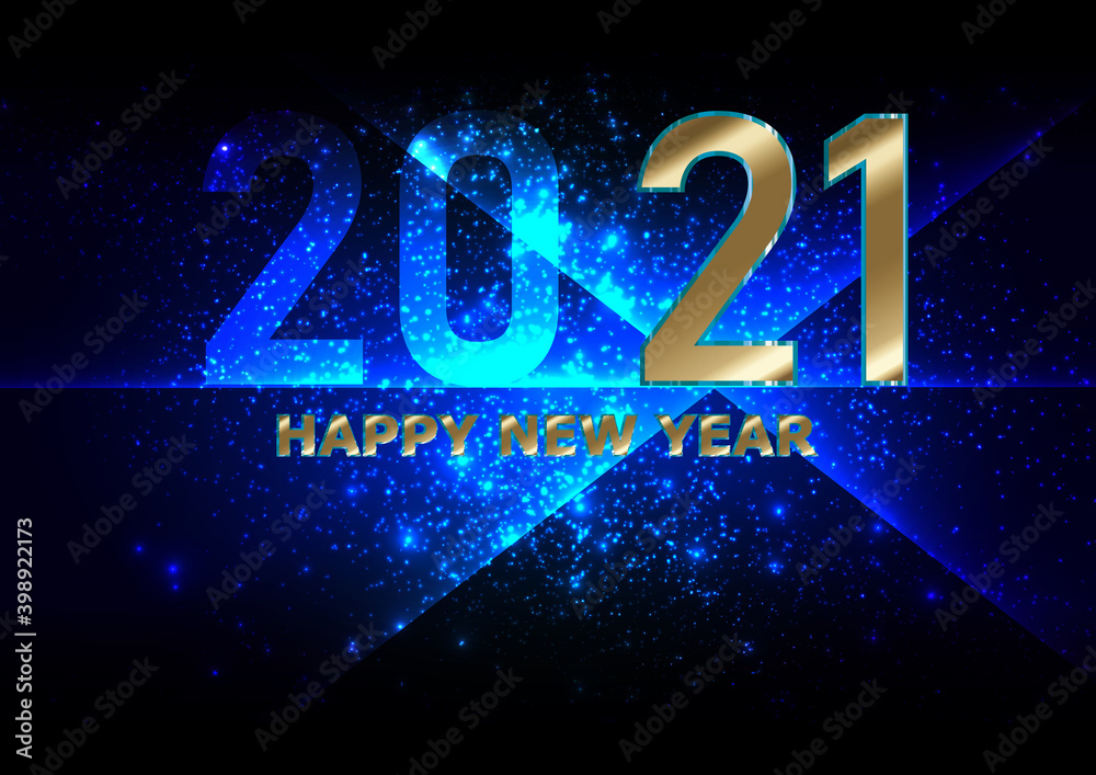 2021 happy new year on blue ligth background design. illustration vector design.