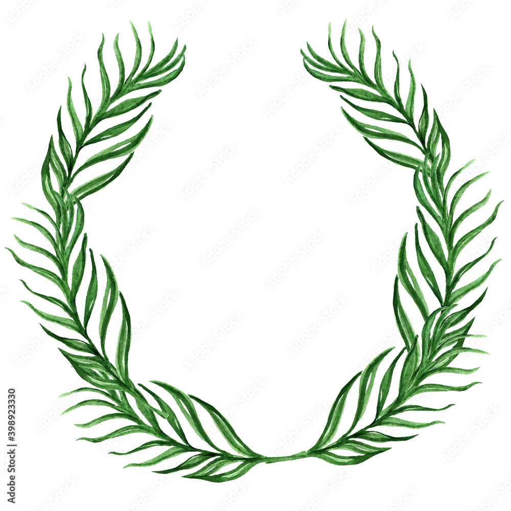 Watercolor flower wreath leaves green wreaths green clipart origami ...