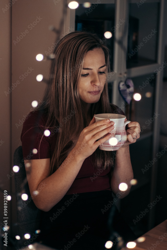 beauty of European ethnicity is enjoying a moment to herself. Thinking about your past and future. The key decision of your life over a cup of tea. Emphasizing the emotional curve beauty of European ethnicity is enjoying a moment to herself. Thinking about your past and future. The key decision of your life over a cup of tea. Emphasizing the emotional curve