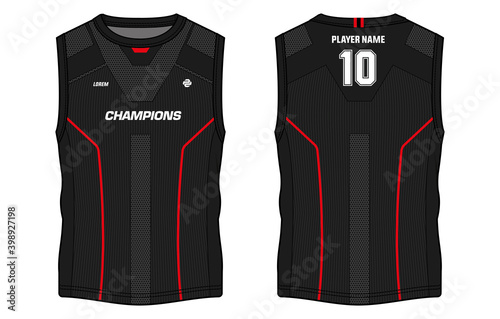 Sleeveless Tank Top Basketball  jersey design t-shirt template, sports jersey concept with front and back view for Men and women. Basketball, Volleyball, Rugby, tennis, badminton uniform.