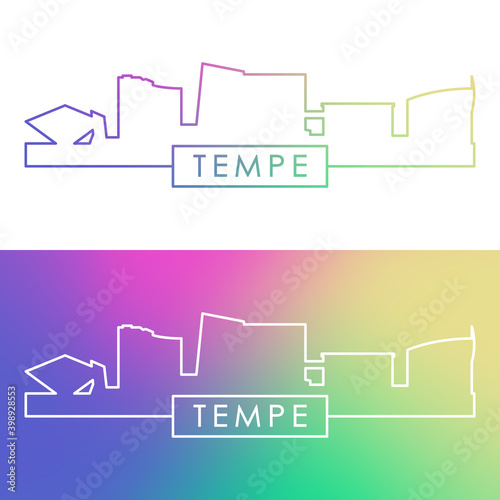 Tempe, Arizona skyline. Colorful linear style. Editable vector file.