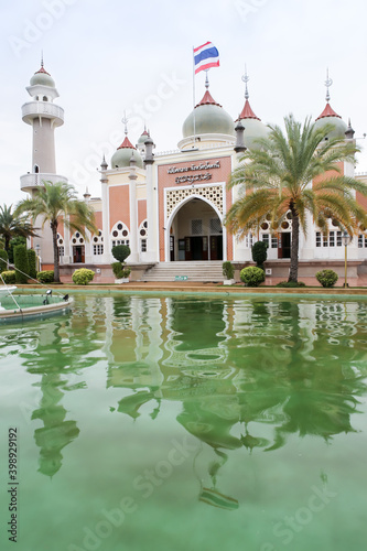Low angle view of a beautiful mosque in southern Thailand : Translation is the Central Mosque in Pattani Province.