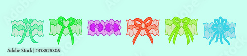 set of garter modern cartoon icon design template with various models. vector illustration isolated on blue background