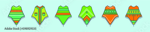 set of poncho clothing cartoon icon design template with various models. vector illustration isolated on blue background