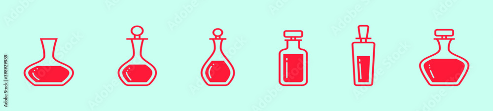 set of chemical glass bottle with a wooden stopper cartoon icon design template with various models. vector illustration isolated on blue background set of chemical glass bottle with a wooden stopper cartoon icon design template with various models. vector illustration isolated on blue background