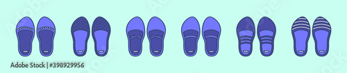 set of women shoes cartoon icon design template with various models. vector illustration isolated on blue background