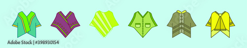 set of poncho clothing cartoon icon design template with various models. vector illustration isolated on blue background