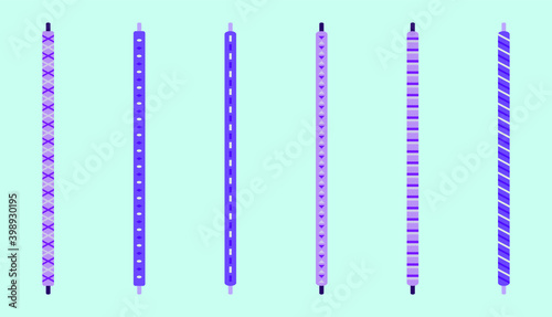 set of shoes string cartoon icon design template with various models. vector illustration isolated on blue background