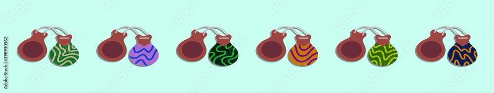 set of castanet cartoon icon design template with various models. vector illustration isolated on blue background set of castanet cartoon icon design template with various models. vector illustration isolated on blue background