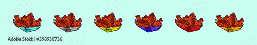 set of buffalo wings cartoon icon design template with various models. vector illustration isolated on blue background