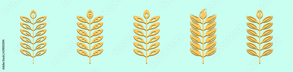 set of wheat stalks cartoon icon design template with various models. vector illustration isolated on background set of wheat stalks cartoon icon design template with various models. vector illustration isolated on background