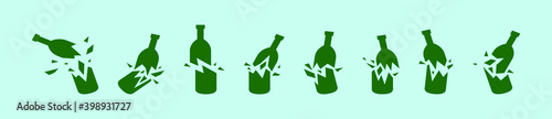 set of broken bottle cartoon icon design template with various models. vector illustration isolated on blue background