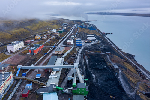 Barentsburg from above, Sbalbard, Norway photo