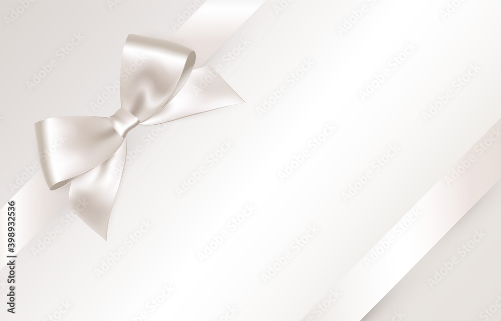 Naklejka premium Shiny white satin ribbon on white background. Vector