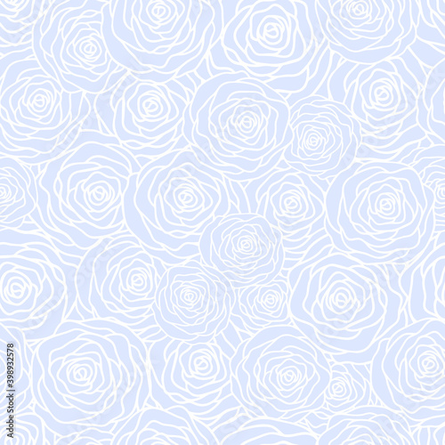 Rose outline seamless background. Vector 