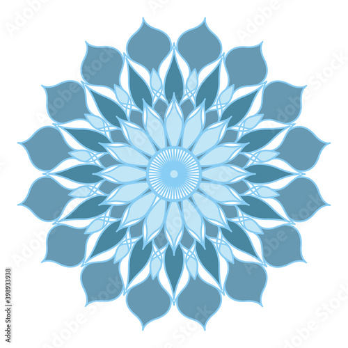 Mandala frame blue vector. A symmetrical monochrome flower ornament. © Светлана Плясова