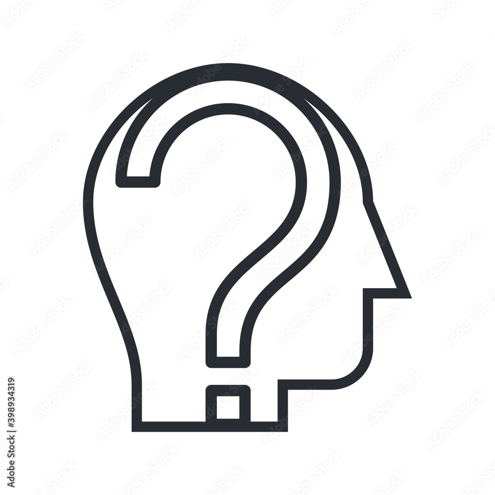 Question mark in human head. Thinking, looking for answer icon. Question mark in human head. Thinking, looking for answer icon.